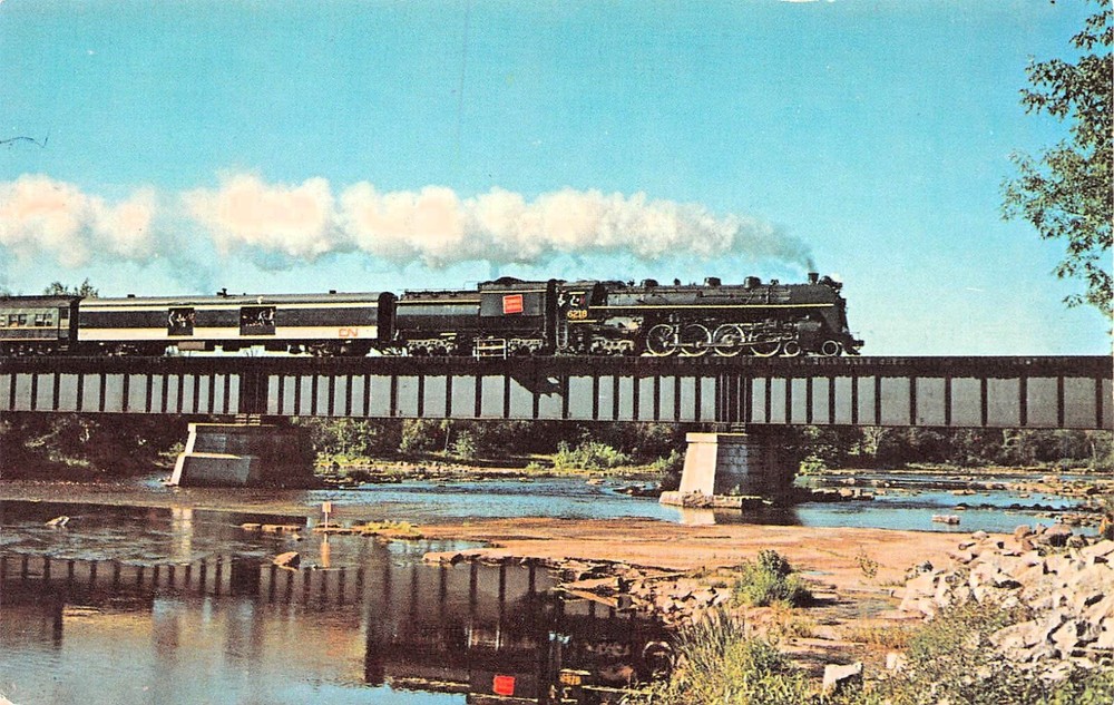 Moira River Foxboro Ontario Train Railroad Bridge Northern 6218 Vtg Postcard D34