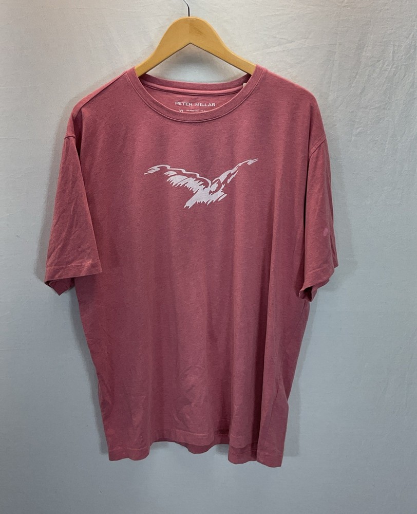 Peter Millar Men's Graphic T-Shirt Coral Eagle Abstract Size XL Pima Stretch-image