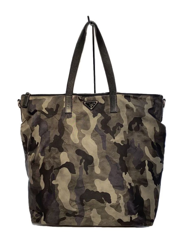 Prada Camouflage Nylon Tote Bag Black Japan Import