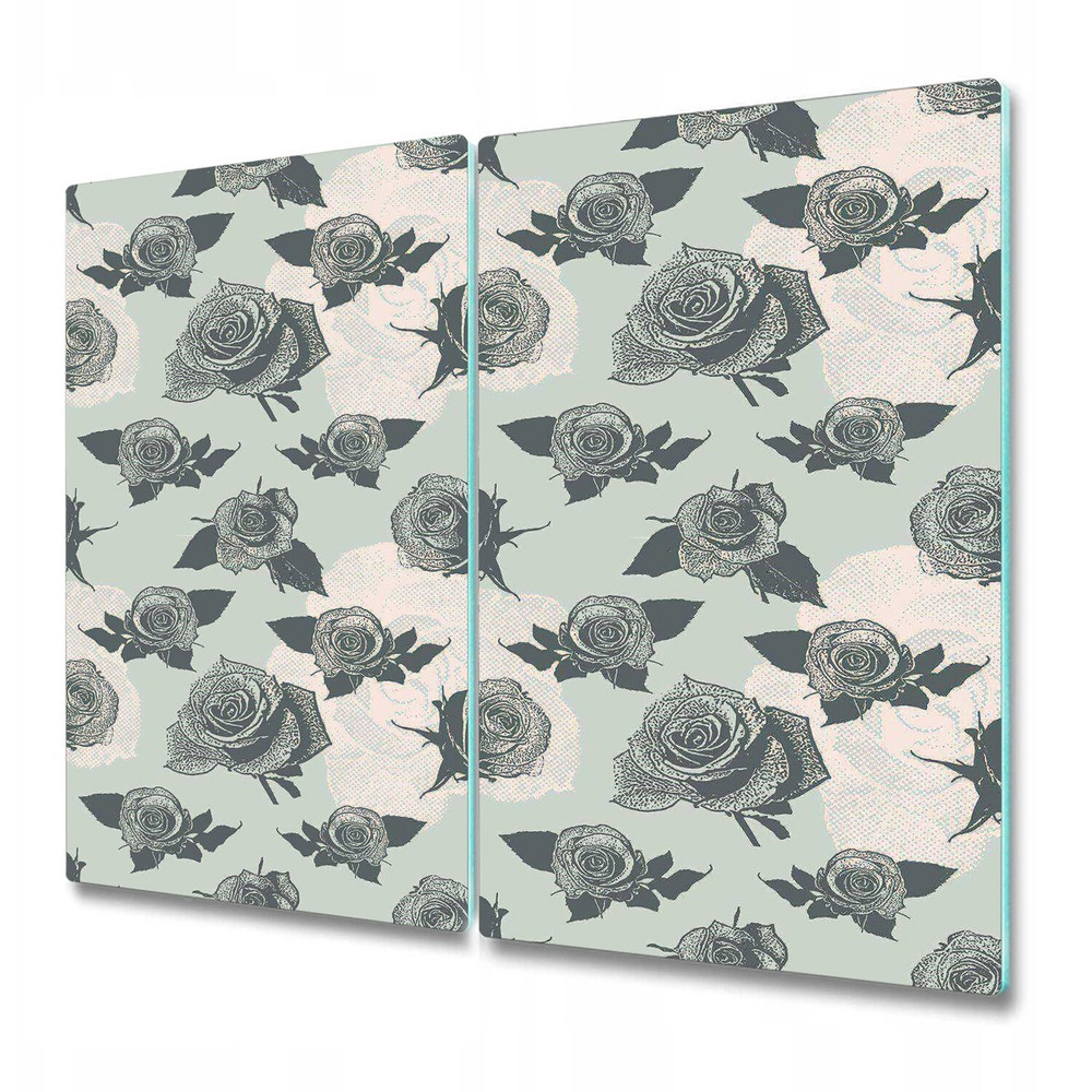 Tempered Glass Bread Board Worktop Saver Retro Roses pastel nature 2x30x52