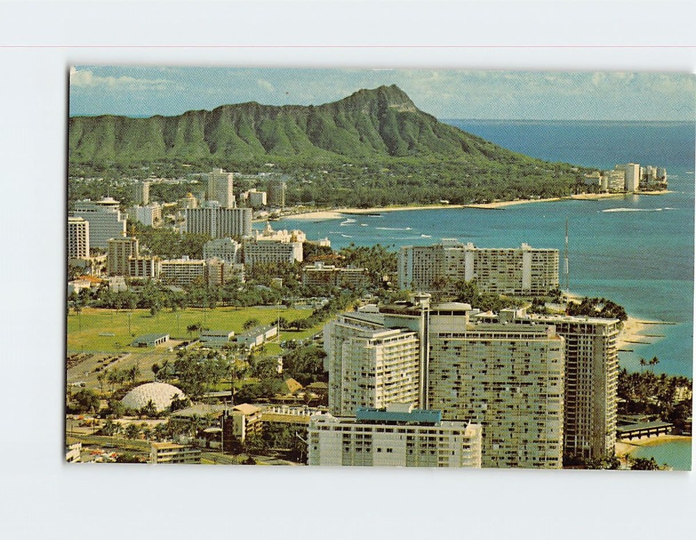 Postcard Waikiki Beach & Diamond Head Hawaii USA
