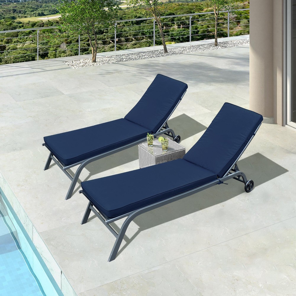 Navy Blue Patio Chair Cushions 2-Pack for Outdoor Seating