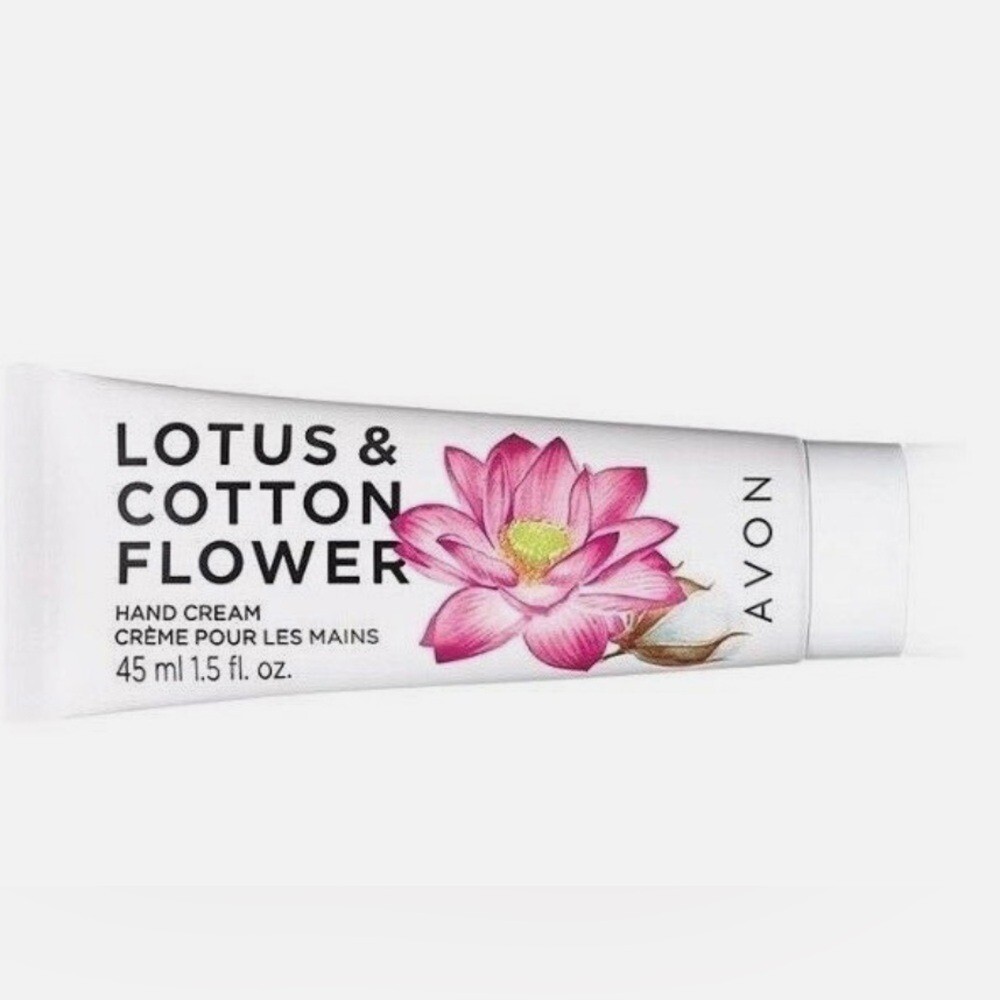 Avon Lotus Cotton Flower Hand Cream 1.5oz Travel Size with Shea Butter and Vitamin E