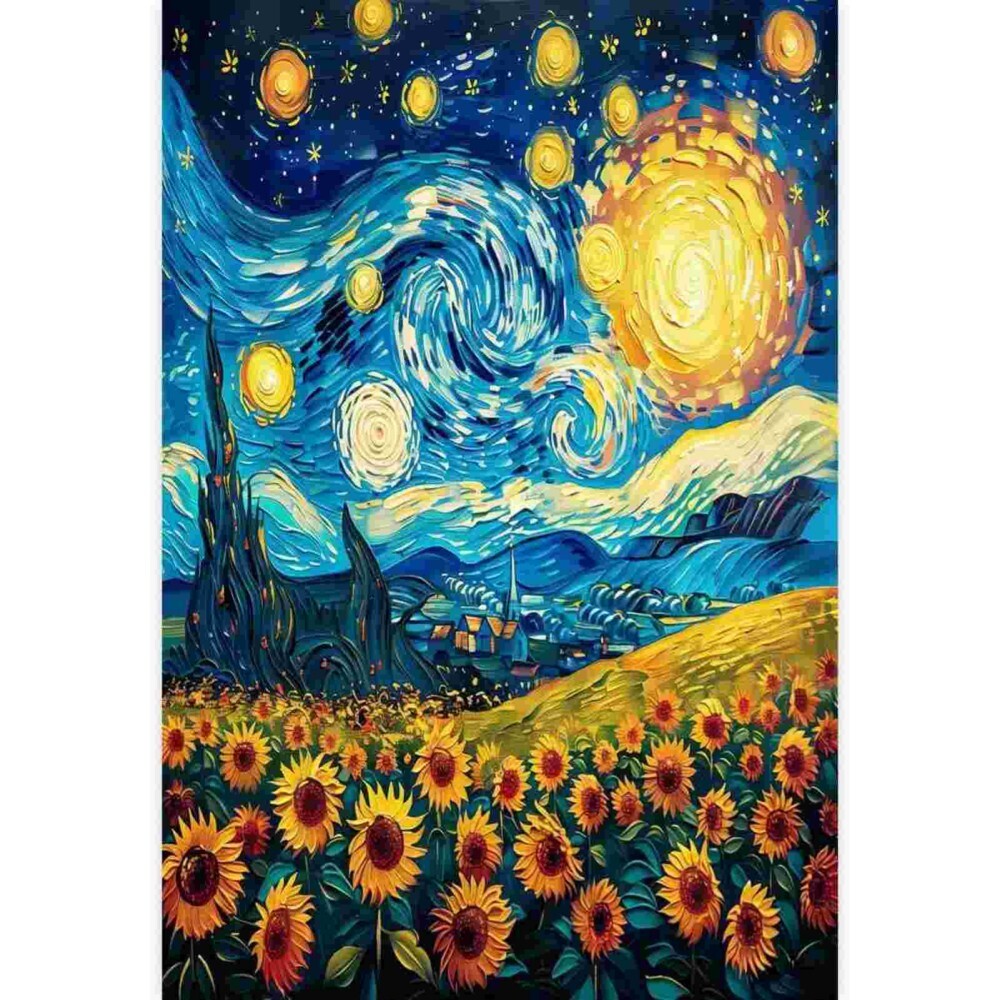 Abstract Modern Fantasy Night Wall Art Posters on Fabric No Frame  -image