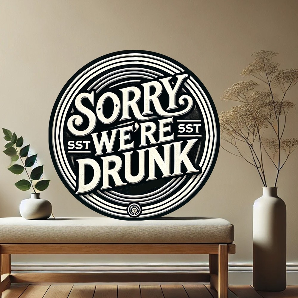 Funny Bar Sign Sorry WERE DRUNK Phrase Aluminum Plaque