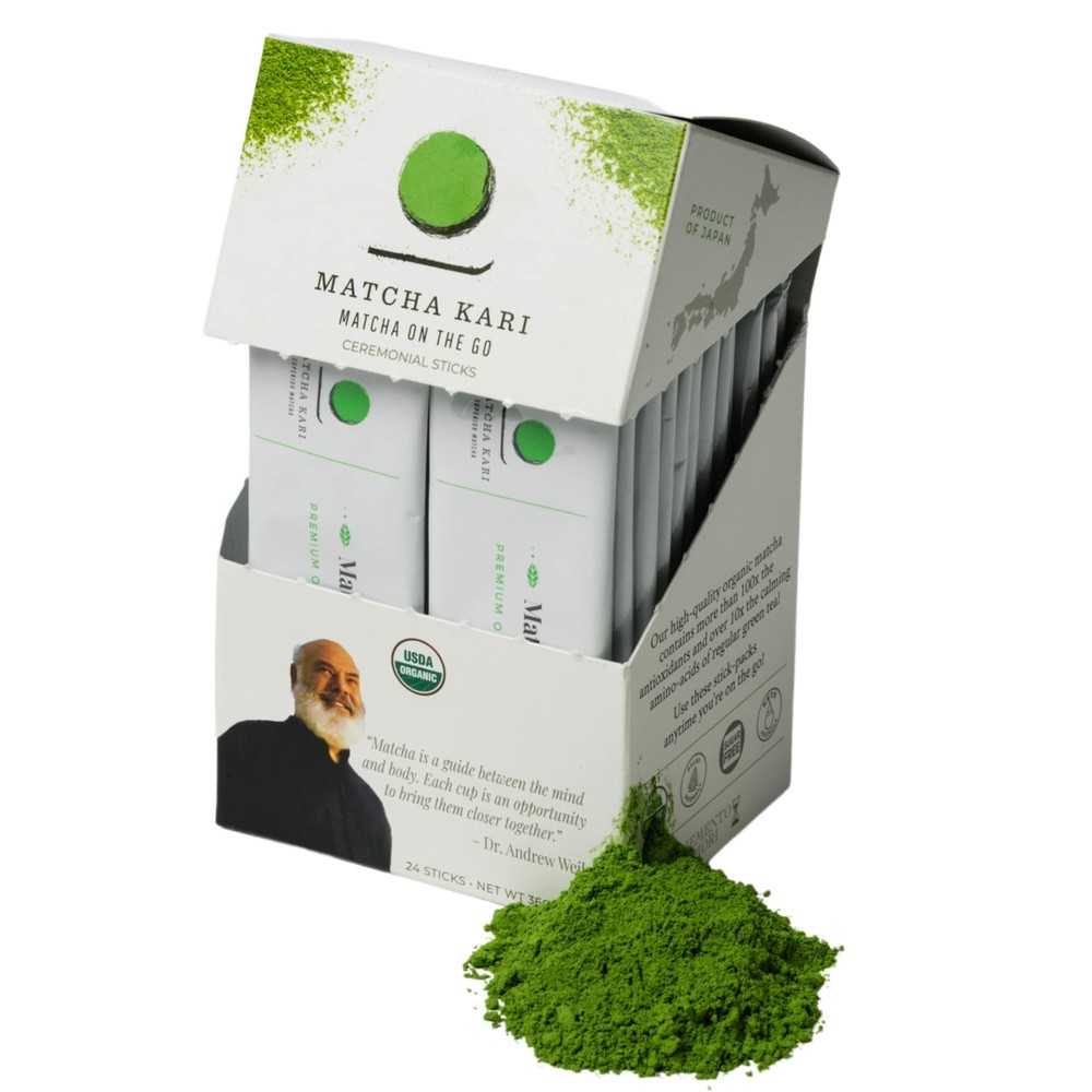 Organic Matcha Green Tea Powder Sticks by Dr. Weil – Single-Serve Ceremonial Grade
