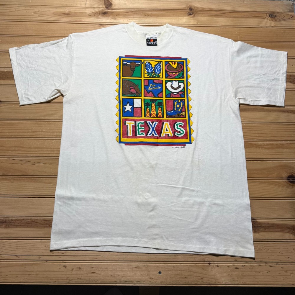 Vintage 1992 San Antonio Texas Bull Cowboy Western Graphic Souvenir T-Shirt - XL