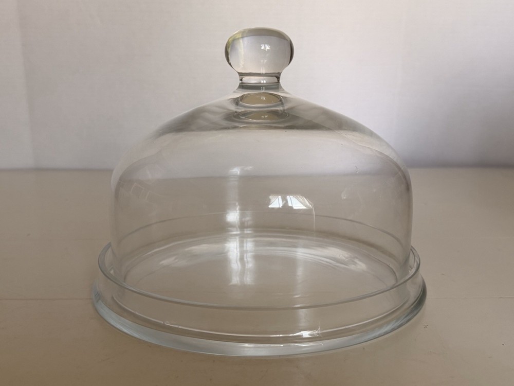 Cloche Glass Dome With Glass Base, Knob Handle.