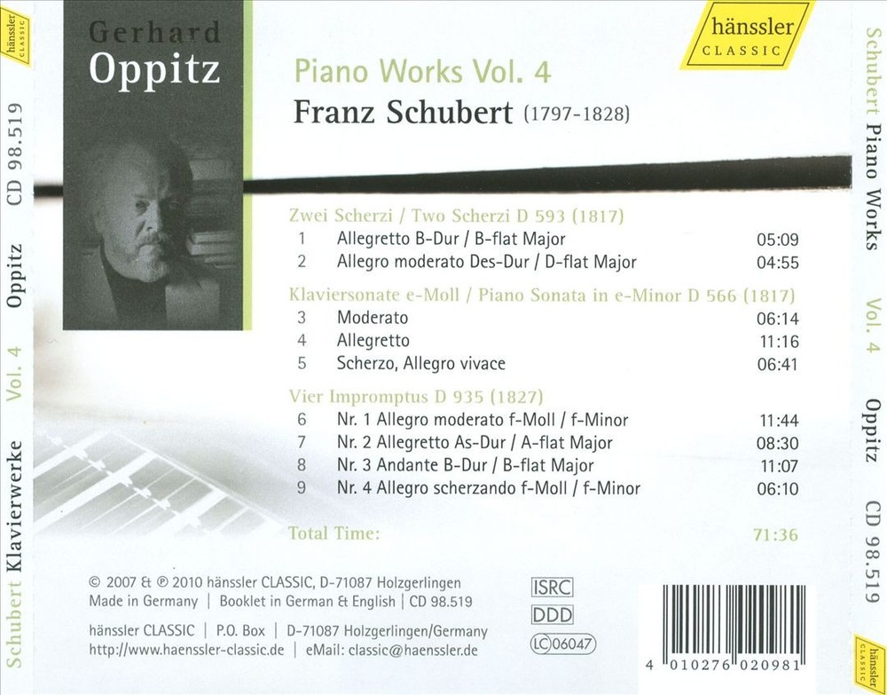 Gerhard Oppitz Schubert: Piano Works, Vol. 4 New Cd