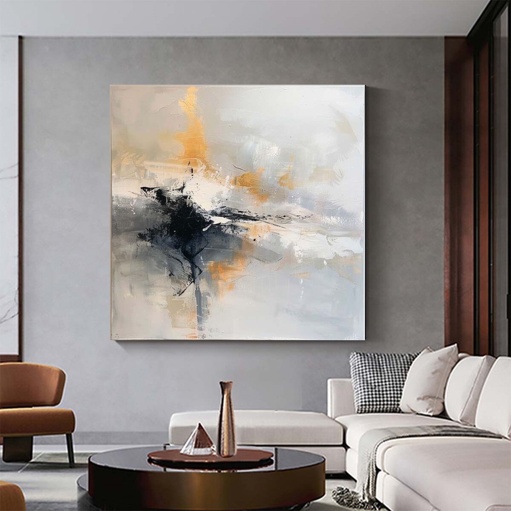1 Piece Abstract Canvas Art Wall Decor for Living Room Hand painted Oil Yellow
