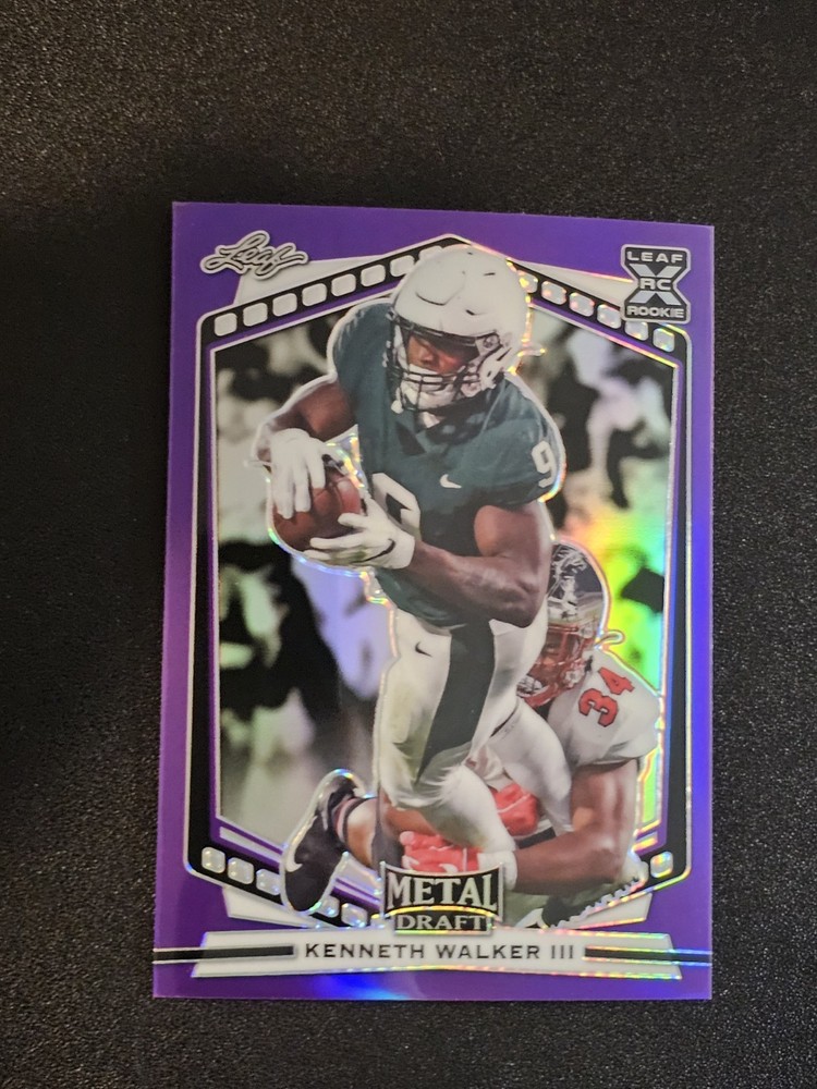 2022 Leaf Draft Metal Purple Prismatic Kenneth Walker III Rookie Card XRC #B-KW2
