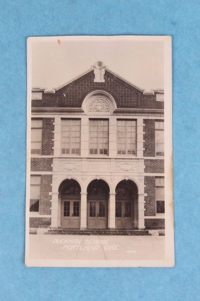 Vintage Rppc Real Photo Postcard Buckman Elementary School Portland, Oregon