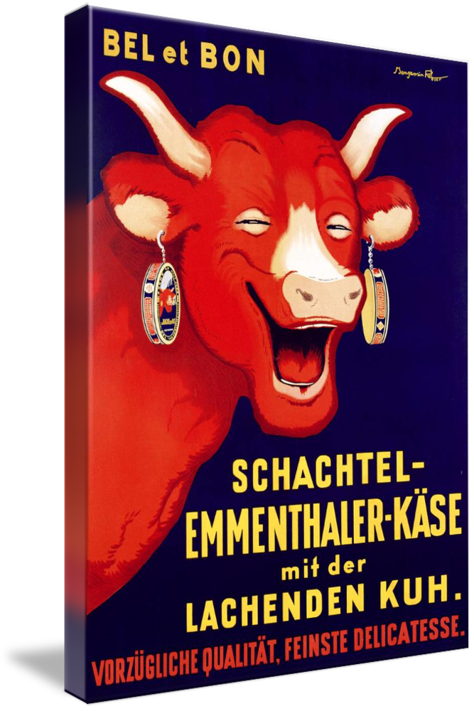 Canvas Art - Laughing Cow Cheese Vintage Advertisement, 3 Sizes, Imagekind