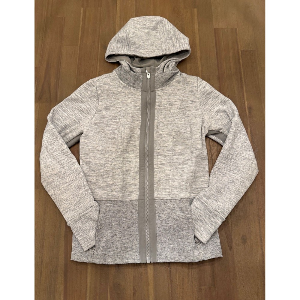 Athleta Womens Grey Space Dye Full Zip Hoodie Jacket Fleece Lined Size S