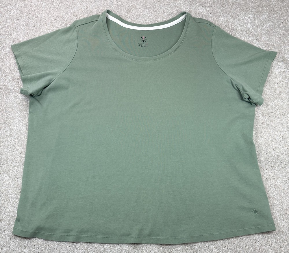 Isaac Mizrahi Live Essentials Shirt Womens Plus 3X Green Round Neck Short Sleeve