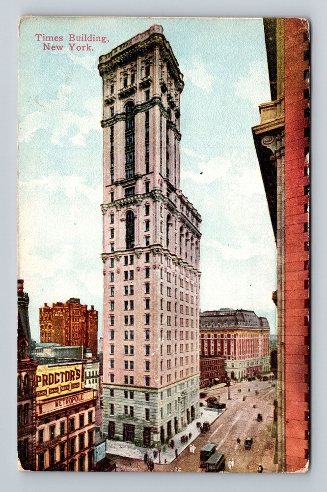 New York City NY, Times Building, Souvenir, Antique, Vintage Postcard