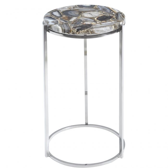 12x12 Wild Agate Round Coffee Side End Table Handmade Natural Stone Furniture  