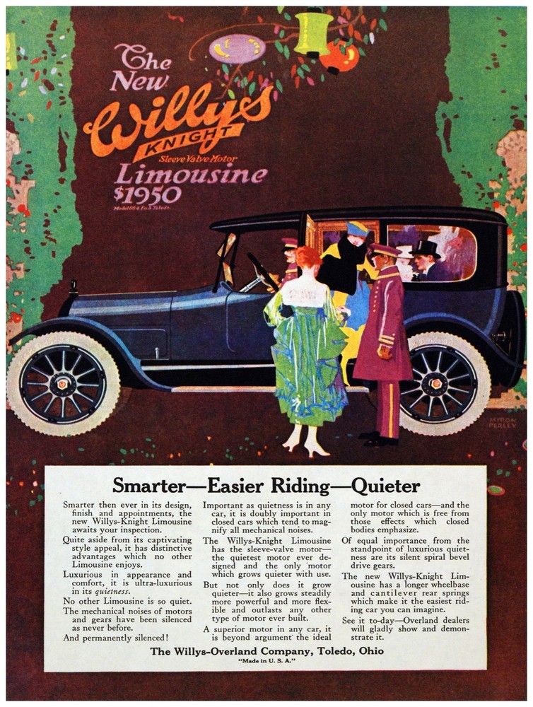 Decor Poster. Fine Graphic Art. Willys' Knight Limousine. Auto Wall Design 1393