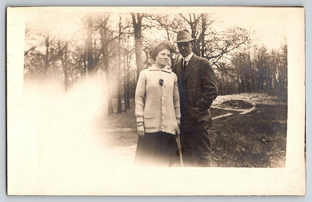 Vintage Photo Postcard Old Antique Picture Girl Man Couple Love Romance Rppc