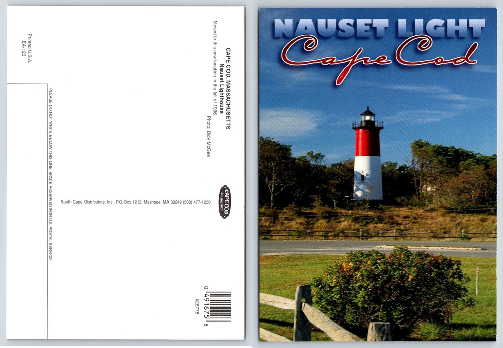 Cape Cod Massachusetts NAUSET LIGHTHOUSE Postcard V594