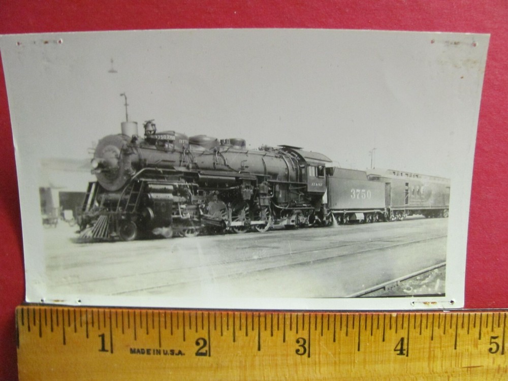 Atchison Topeka & Santa Fe Railroad 4-8-4 Locomotive #3750(B) B&W Photo At&Sf Rr