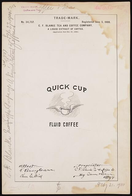 C. F. Blanke Tea Coffee Company Quick Cup brand Liquid Extract Coffee