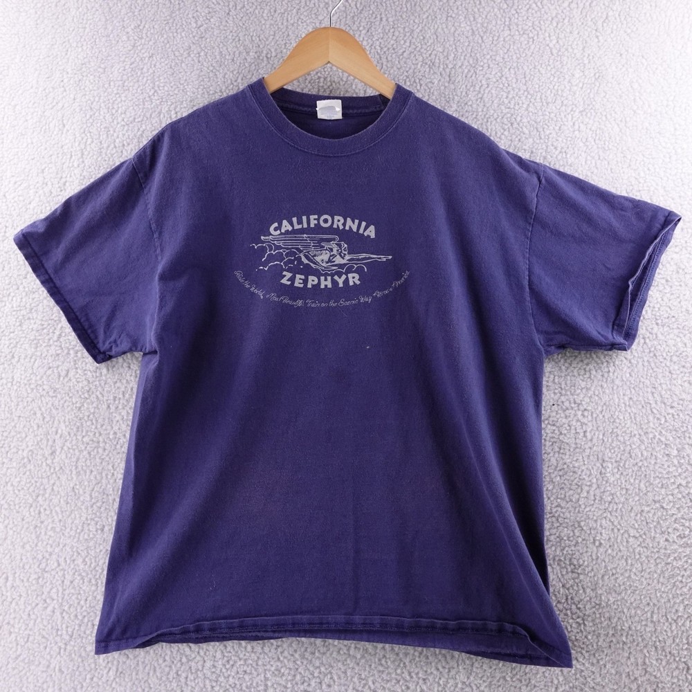 California Zephyr Graphic T Shirt Men's XL Blue Short Sleeve (Fits L)