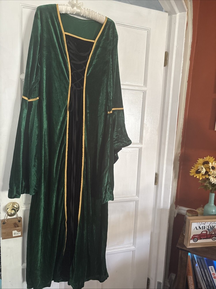 Renaissance Costume Size XL Emerald Green Medieval Goth Cosplay Velvet Period