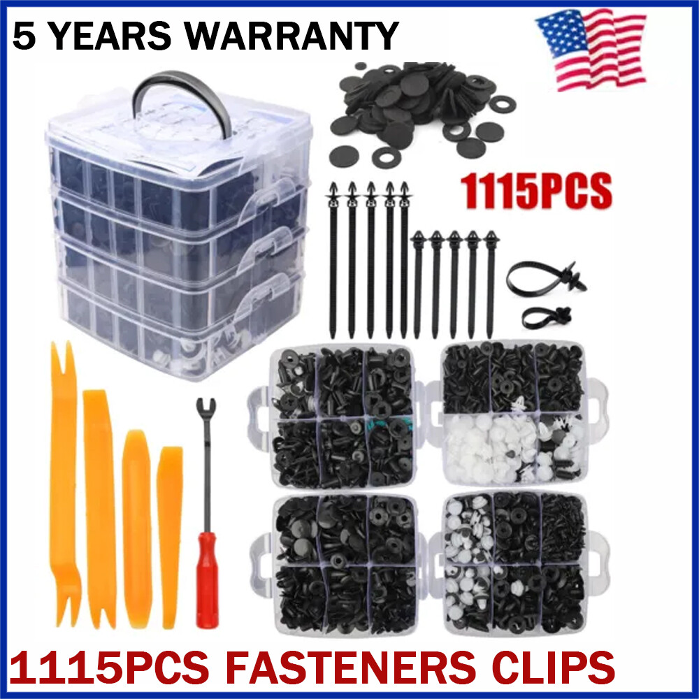 1115PCS Car Retainer Clips Auto Plastic Fasteners Kit Push Trim Pin Rivet Bumper