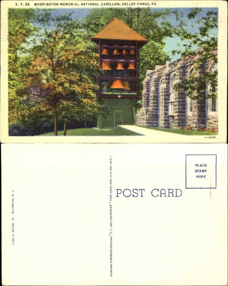 Washington Memorial National Carillon Valley Forge Pennsylvania 1940s linen