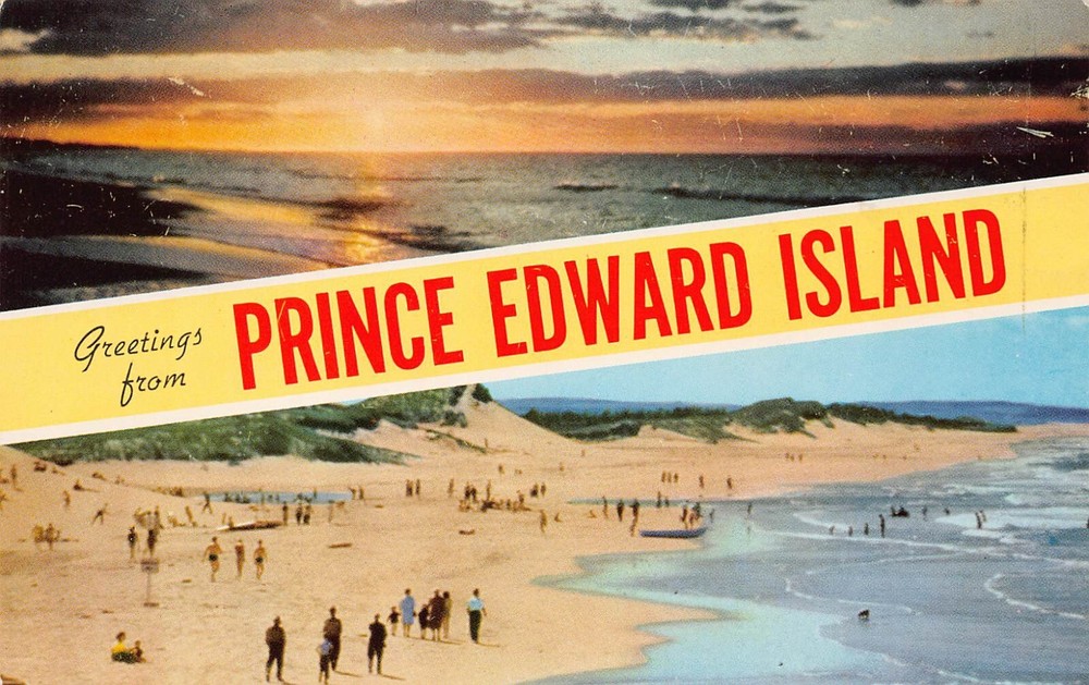 Prince Edward Island Canada Beach Banner Sunset Vtg Postcard D31