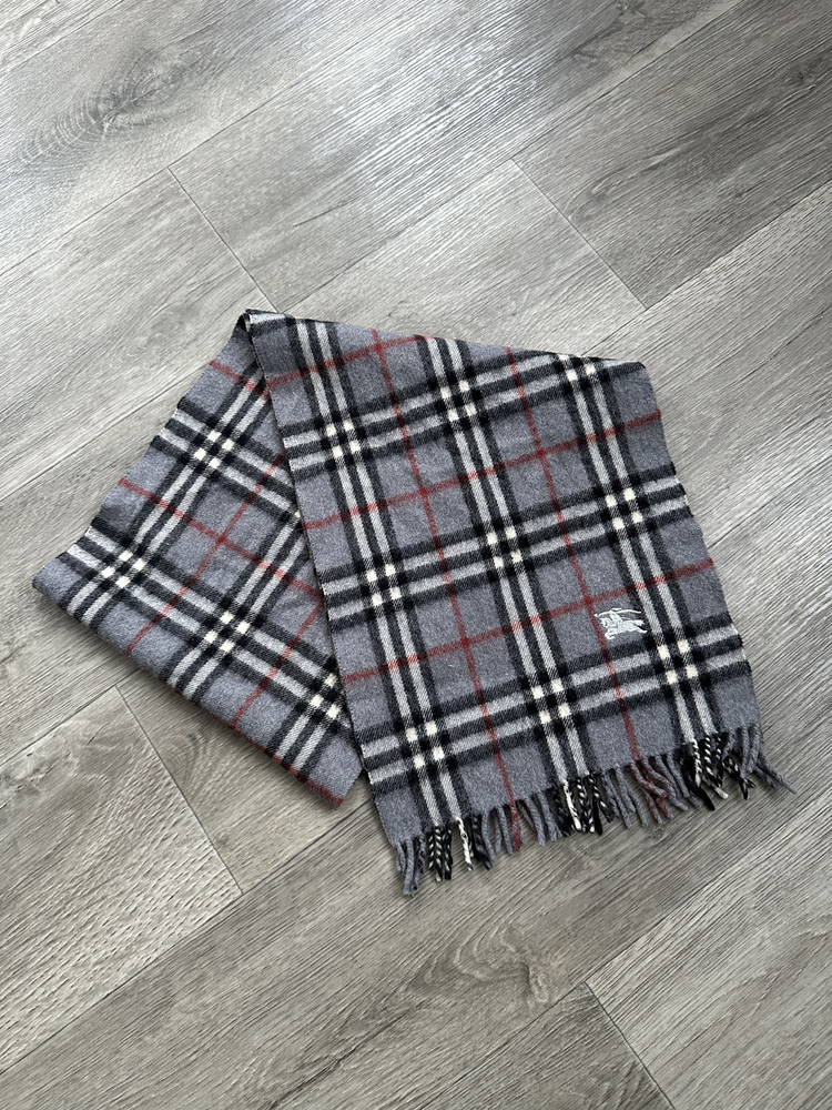 Vintage Burberry Wool Scarf Classic Checkered Pattern