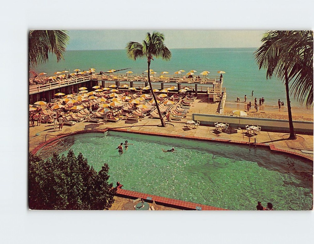 Postcard Pool & Ocean View The Crown Hotel Miami Beach Florida USA