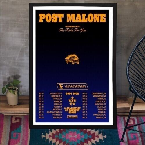 Post Malone F-1 Trillion Tour 2024 Official Concert Poster