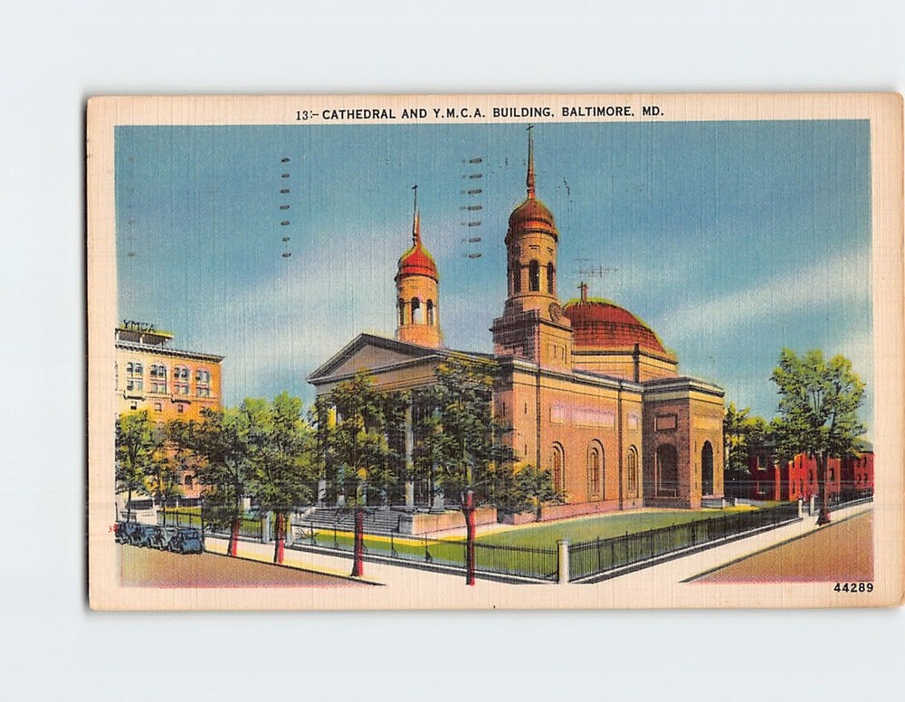 Postcard Cathedral and YMCA Building Baltimore Maryland USA