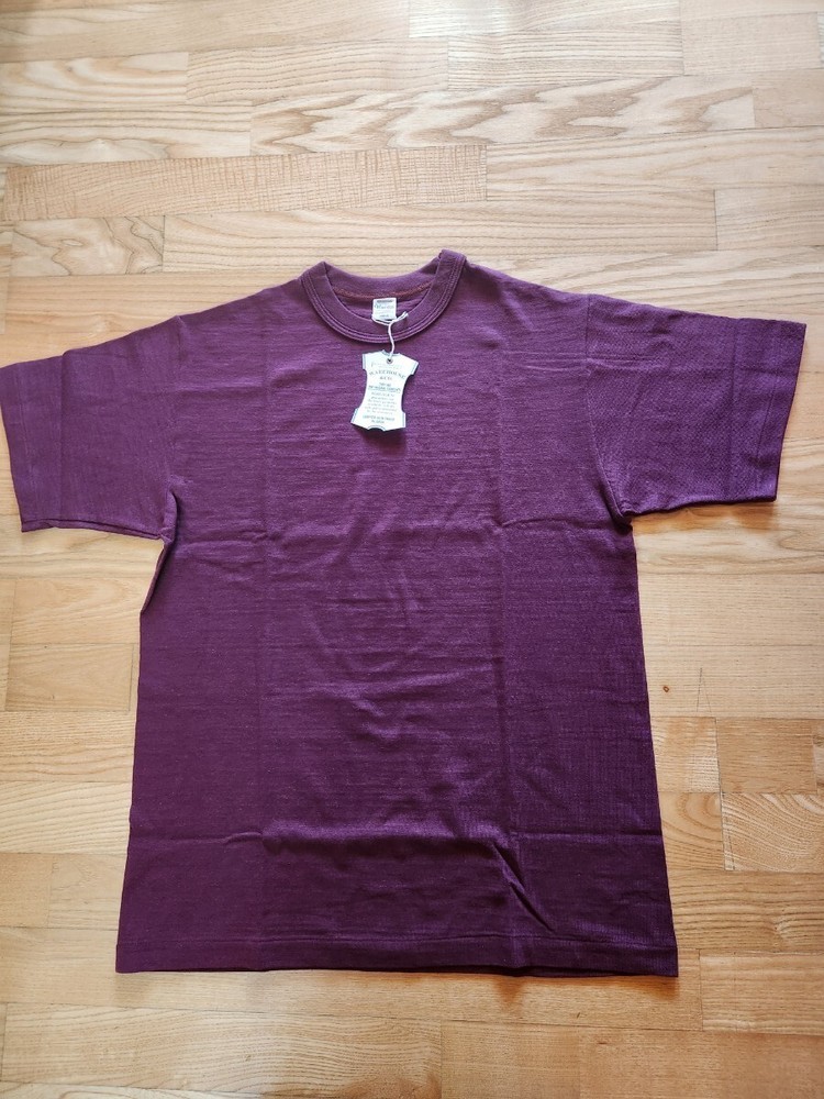 WARE HOUSE 4601 Solid crew neck T-shirt burgundy size XL made in Japan