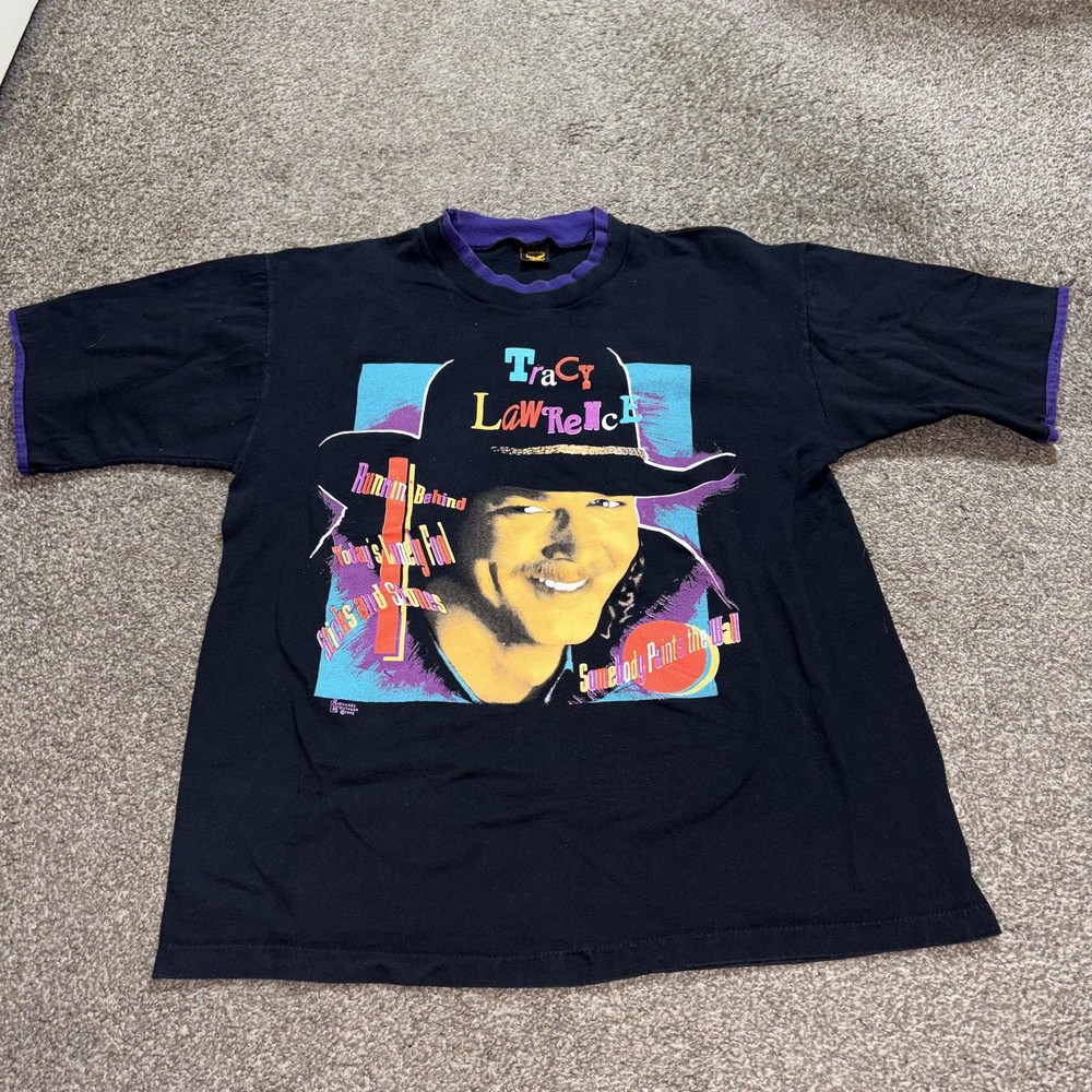 Vintage Tracy Lawrence Shirt Mens L Black Tour Concert Country 90s Graphic Tee