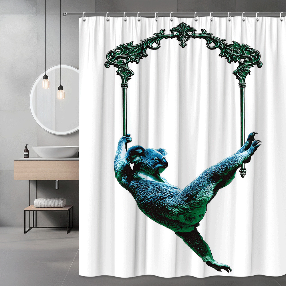 Koala Shower Curtain Green Blue Graphic Animal Print