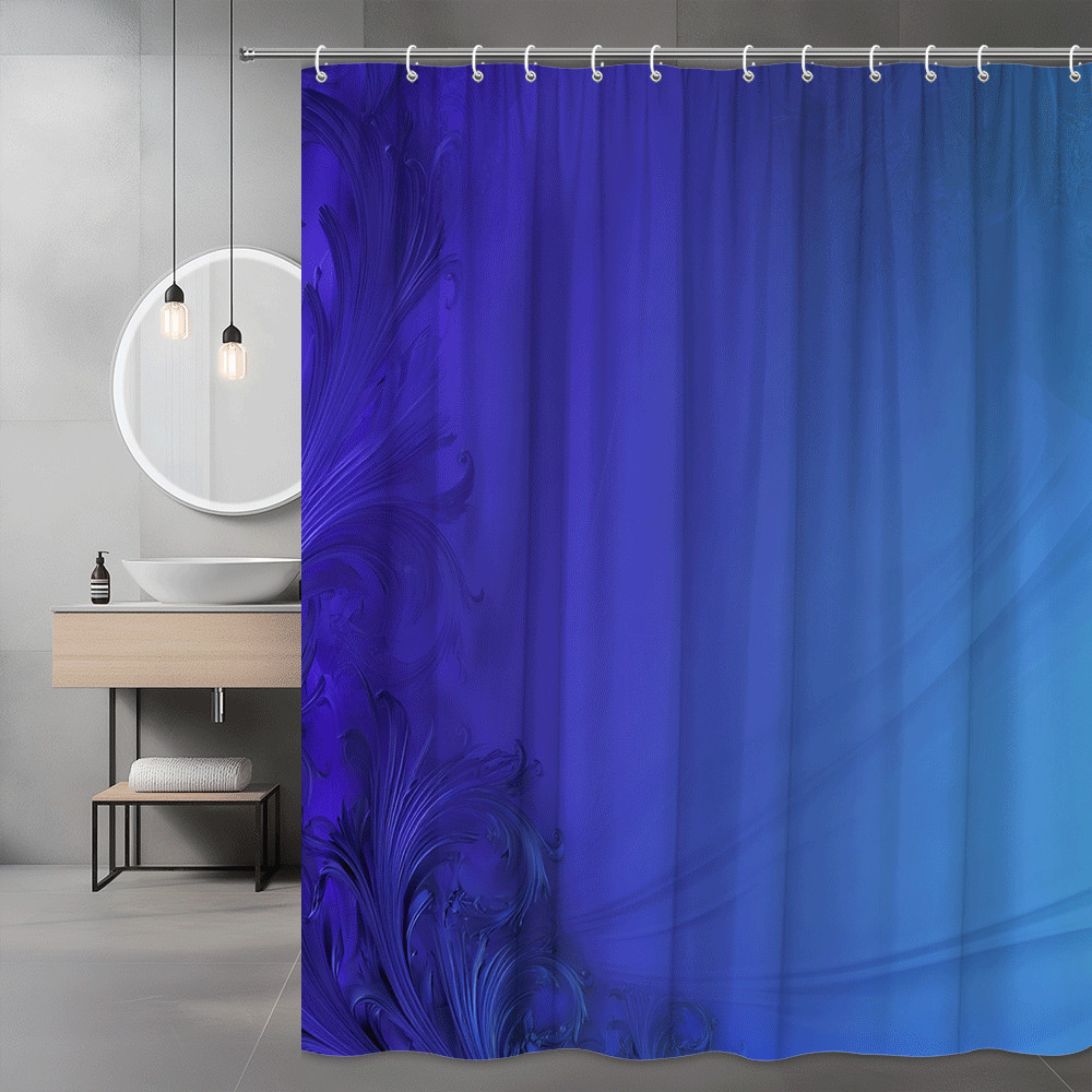 Blue Purple Abstract Floral Shower Curtain