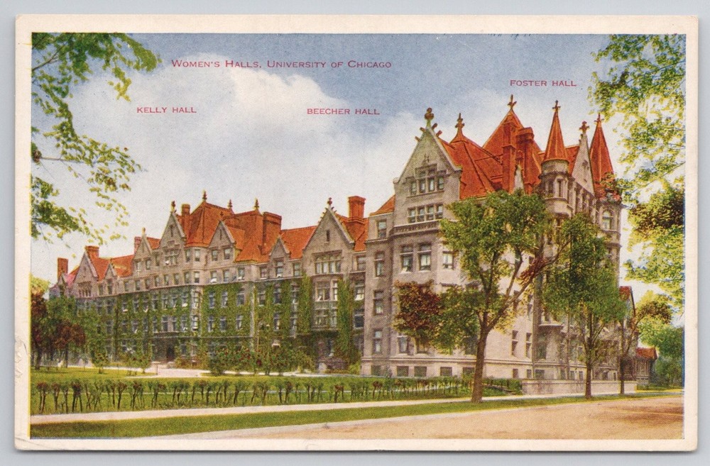 University of Chicago Women's Halls Postcard - Kelly Beecher Foster Hall