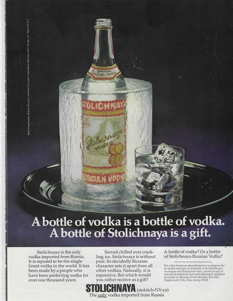 Stolichnaya Russian Vodka  Original Print Ad