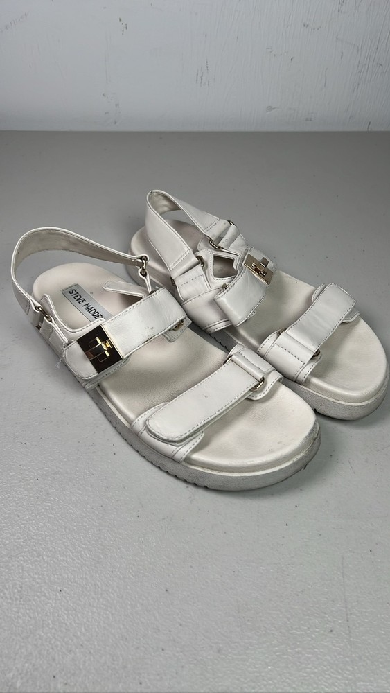 Steve Madden Women's Mona Bone Leather Platform Sandals Size 8.5m