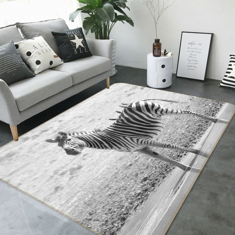 3D Grey Zebra Bird O846 Animal Non Slip Rug Mat Elegant Photo Carpet Fay