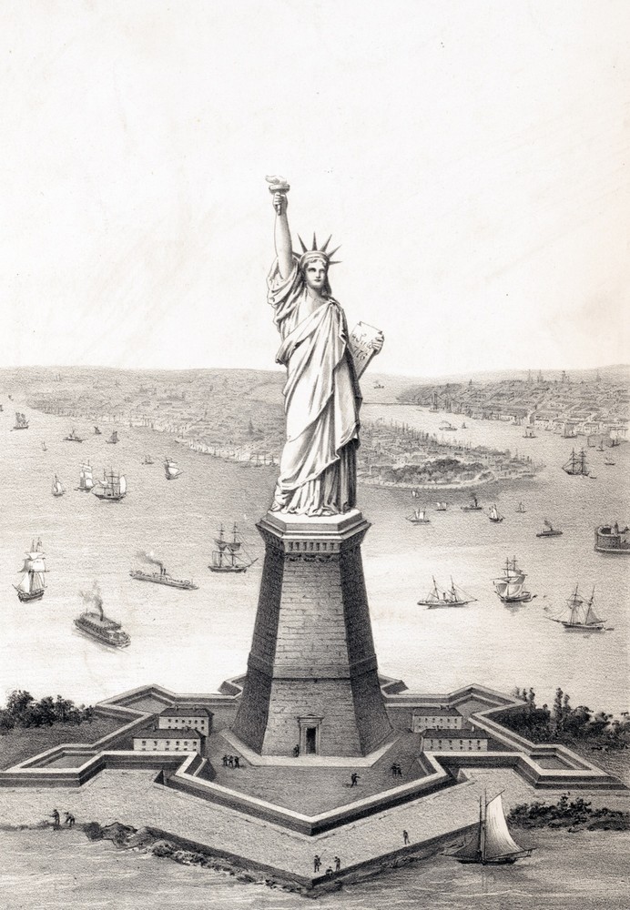 9471.Decoration Poster.Room wall art.Home decor.Early Statue of Liberty eye view