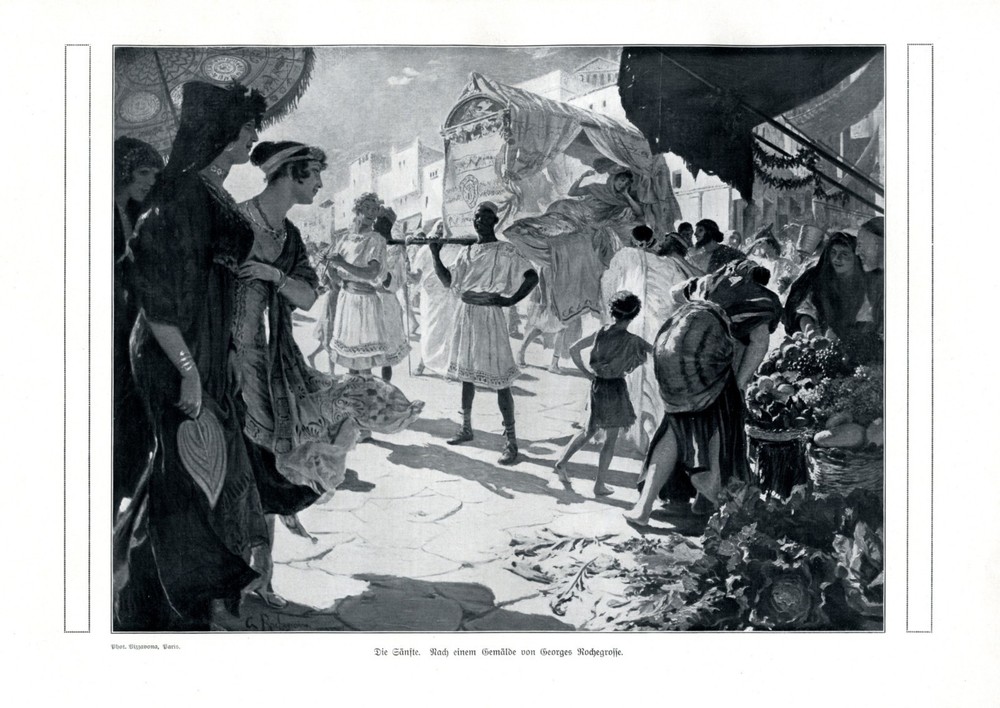 The litter XL 1912 art print Georges Rochegrosse slave servant lady Rome Athens