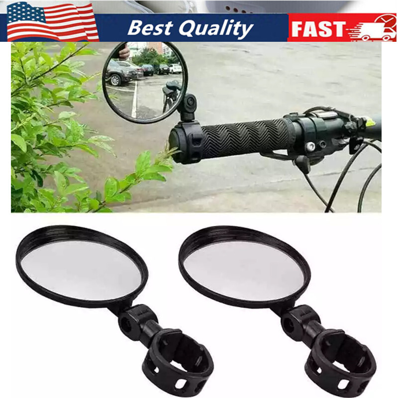 2Pcs Bike Mirror Rotaty Round MTB Road Handlebar Bicycle Rear View Glass Cycling