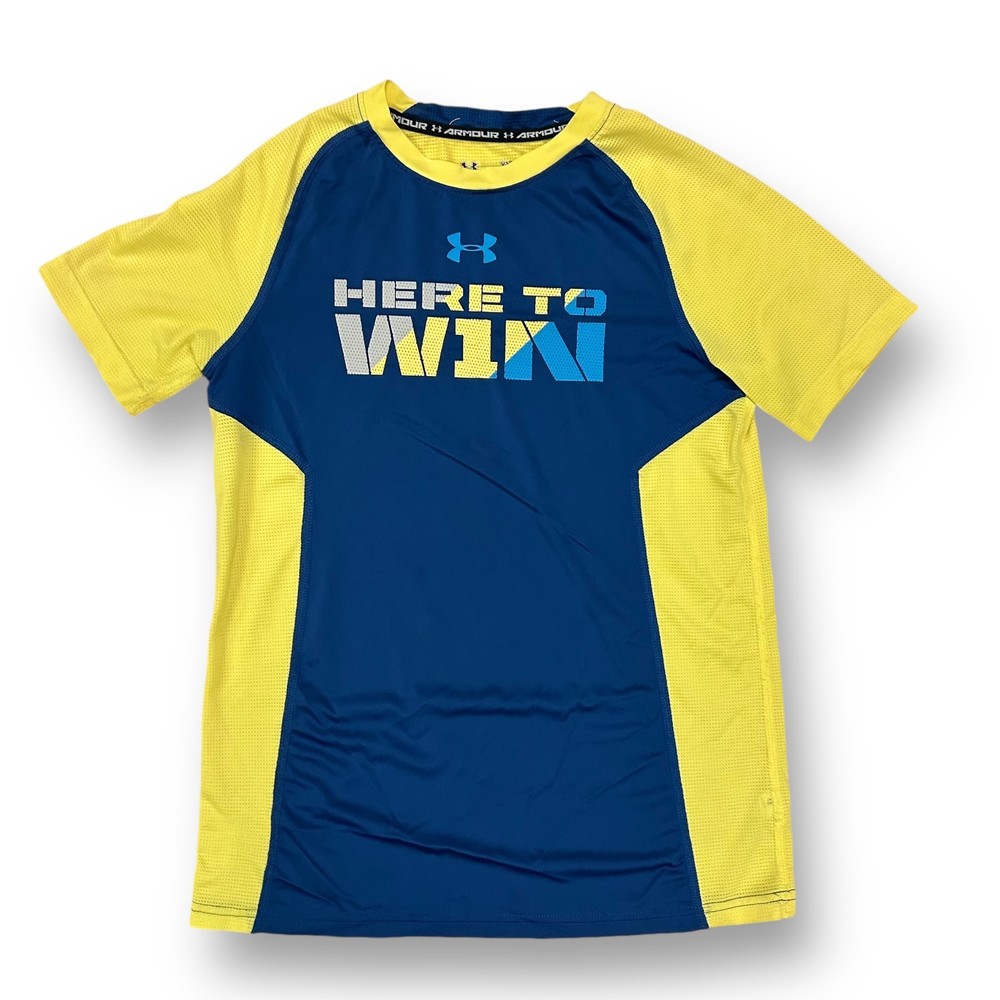 Boys YLG Under Armour HeatGear Shirt 12-14 Youth UA Short Sleeve Quick Dry Tee