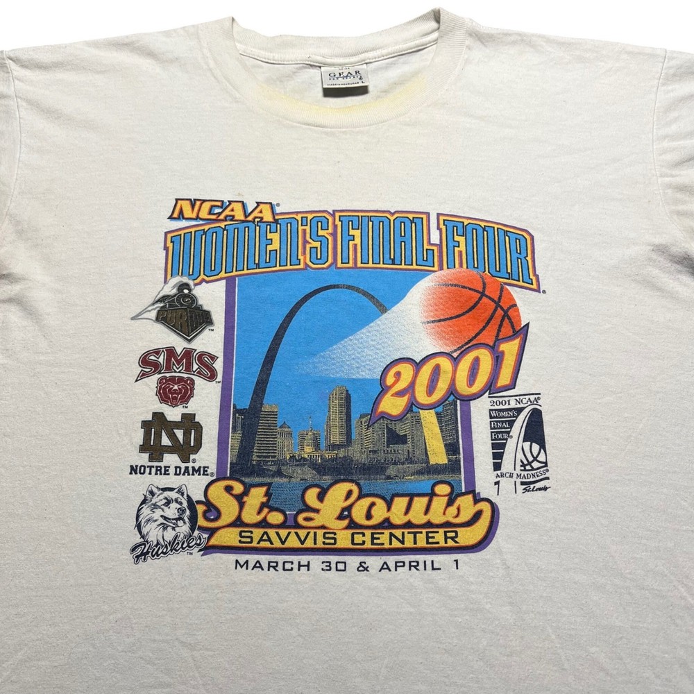 Vintage 2001 NCAA Womens Final Four T Shirt St Louis Gear For Sports White L