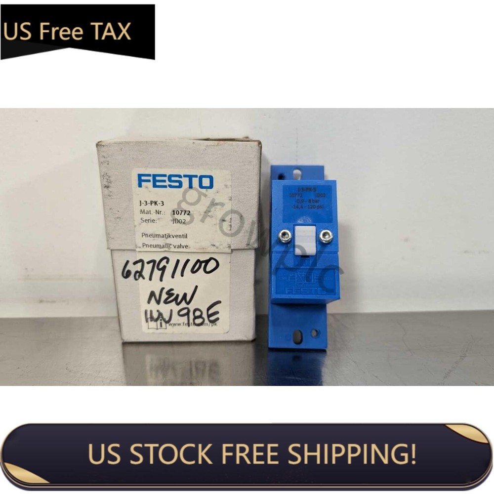 NEW FESTO 10772 J-3-PK-3 Pneumatic Valve Ser JD02 -0.9-8 bar -14.4-120 PSI