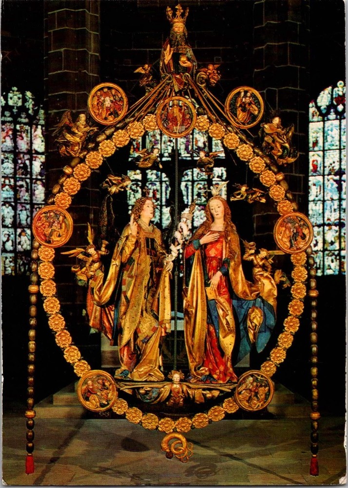 NURNBERG St. Lorenz Church Annunciation Sculpture Continental Postcard